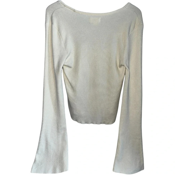 ANTHROPOLOGIE | MAEVE Square Neck Bell Sleeve Sweater in Ivory | Knit Top | M - Picture 8 of 10